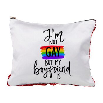 i'a not gay, but my boyfriend is., Τσαντάκι νεσεσέρ με πούλιες (Sequin) Κόκκινο