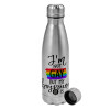 Metallic water bottle, stainless steel, 750ml