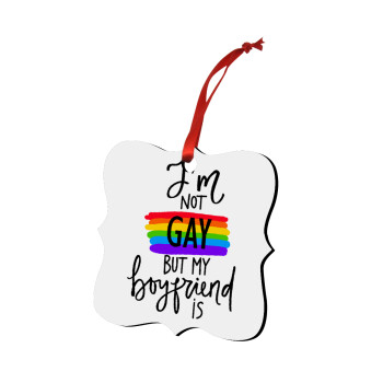 i'a not gay, but my boyfriend is., Christmas ornament polygon wooden 7.5cm