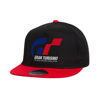 gran turismo, Children's Flat Snapback Hat, Black/Red (100% COTTON, CHILDREN'S, UNISEX, ONE SIZE)