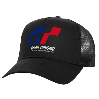 gran turismo, Καπέλο Ενηλίκων Structured Trucker, με Δίχτυ, Μαύρο (100% ΒΑΜΒΑΚΕΡΟ, ΕΝΗΛΙΚΩΝ, UNISEX, ONE SIZE)
