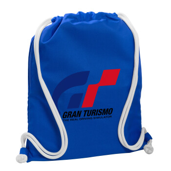 gran turismo, Τσάντα πλάτης πουγκί GYMBAG Μπλε, με τσέπη (40x48cm) & χονδρά κορδόνια