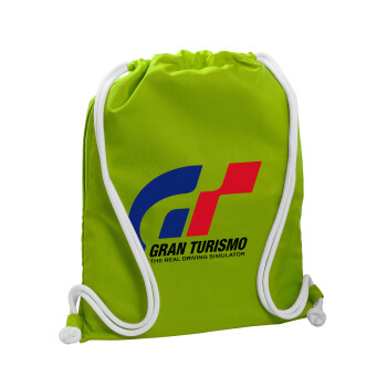 gran turismo, Τσάντα πλάτης πουγκί GYMBAG LIME GREEN, με τσέπη (40x48cm) & χονδρά κορδόνια