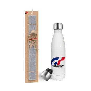 gran turismo, Easter candle, metallic white thermos bottle (500ml) & aromatic flat candle (30cm) (GRAY)