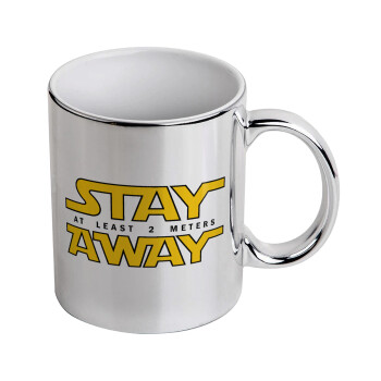 Stay Away, Mug ceramic, silver mirror, 330ml