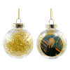 Transparent Christmas tree ball ornament with gold filling 8cm