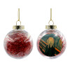 Transparent Christmas tree ball ornament with red filling 8cm