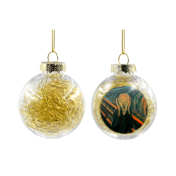 The Scream, Transparent Christmas tree ball ornament with gold filling 8cm