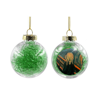 The Scream, Transparent Christmas tree ball ornament with green filling 8cm