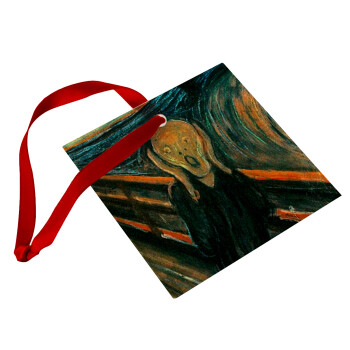 The Scream, Christmas ornament, glass square ornament 9x9cm