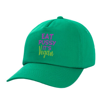 EAT pussy it's vegan, Children's Baseball Cap, 100% Cotton Twill, Green (COTTON, CHILDREN'S, UNISEX, ONE SIZE)