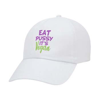 EAT pussy it's vegan, Καπέλο Ενηλίκων Baseball Λευκό 5-φύλλο (POLYESTER, ΕΝΗΛΙΚΩΝ, UNISEX, ONE SIZE)