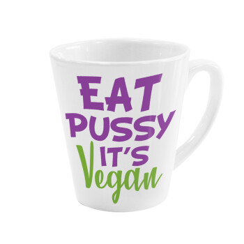 EAT pussy it's vegan, Κούπα κωνική Latte Λευκή, κεραμική, 300ml