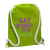 Backpack bag GYMBAG LIME GREEN, with pocket (40x48cm) & thick cords