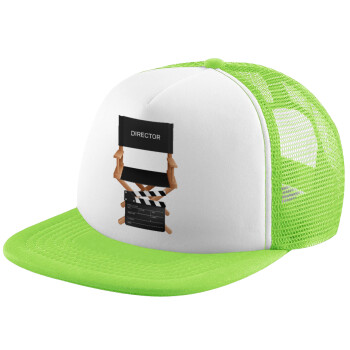 Director, Adult Soft Trucker Hat with Mesh GREEN/WHITE (POLYESTER, ADULT, ONE SIZE)