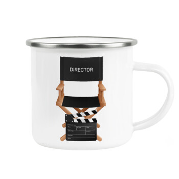 Director, Metallic enamel cup white 360ml