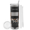 Eco friendly stainless steel Silver tumbler 600ml, with metal straw & cleaning brush