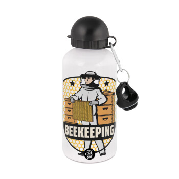 Beekeeping / Μελισσοκόμος, Μεταλλικό παγούρι νερού, Λευκό, αλουμινίου 500ml