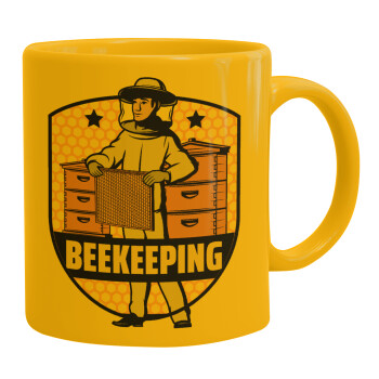 Beekeeping, Ceramic coffee mug yellow, 330ml (1pcs)