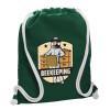 Backpack pouch GYMBAG BOTTLE GREEN, with pocket (40x48cm) & thick white cords