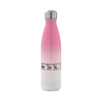 Chemical table your text, Metal mug thermos Pink/White (Stainless steel), double wall, 500ml