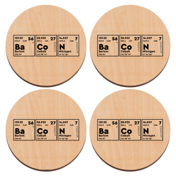 Chemical table your text, ΣΕΤ x4 Σουβέρ ξύλινα στρογγυλά plywood (9cm)