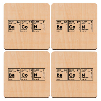 Chemical table your text, ΣΕΤ x4 Σουβέρ ξύλινα τετράγωνα plywood (9cm)