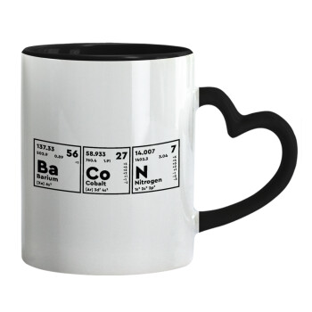 Chemical table your text, Mug heart black handle, ceramic, 330ml