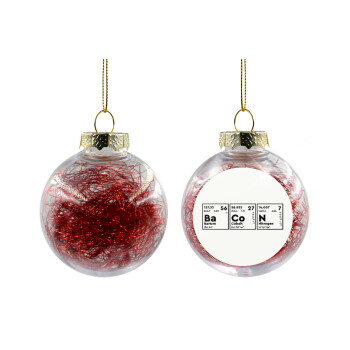 Chemical table your text, Χριστουγεννιάτικη μπάλα δένδρου διάφανη με κόκκινο γέμισμα 8cm