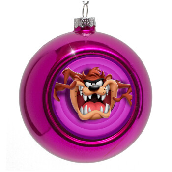 Taz, Purple Christmas tree ornament bauble 8cm