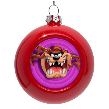 Taz, Red Christmas tree ornament bauble 8cm