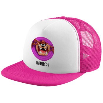 Taz, Adult Soft Trucker Hat with Pink/White Mesh (POLYESTER, ADULT, UNISEX, ONE SIZE)