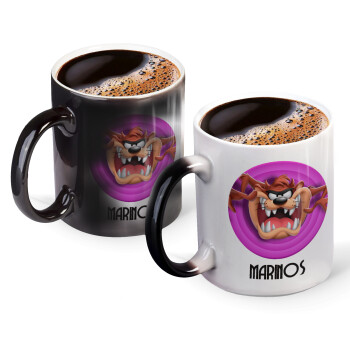 Taz, Color changing magic Mug, ceramic, 330ml when adding hot liquid inside, the black colour desappears (1 pcs)