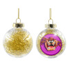 Transparent Christmas tree ball ornament with gold filling 8cm