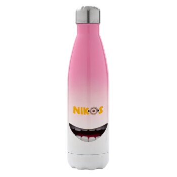 The minions, Metal mug thermos Pink/White (Stainless steel), double wall, 500ml