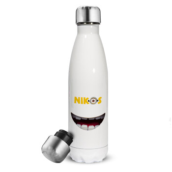 The minions, Metal mug thermos White (Stainless steel), double wall, 500ml