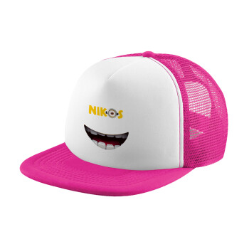 The minions, Child's Soft Trucker Hat with Pink/White Mesh (POLYESTER, CHILD, ONE SIZE)