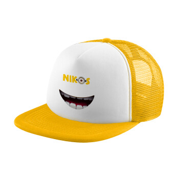 The minions, Adult Soft Trucker Hat with Yellow/White Mesh (POLYESTER, ADULT, UNISEX, ONE SIZE)