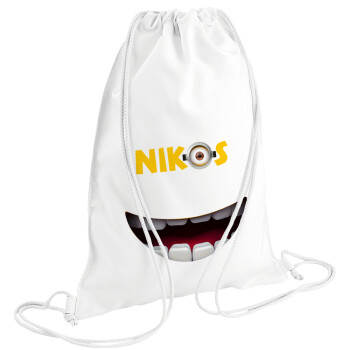 The minions, Backpack pouch GYMBAG white (28x40cm)