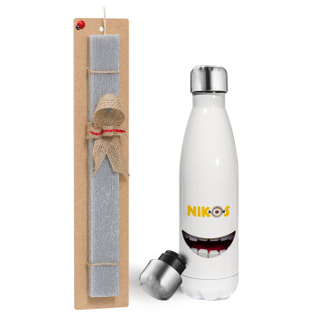 The minions, Easter candle, metallic white thermos bottle (500ml) & aromatic flat candle (30cm) (GRAY)