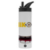 Metallic thermos bottle with straw & handle, stainless steel (Stainless steel 304), double-walled, 600ml.