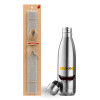 Easter Set, metallic stainless thermos flask (500ml) & scented flat Easter candle (30cm) (GRAY)