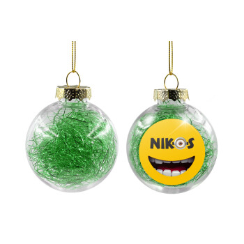 The minions, Transparent Christmas tree ball ornament with green filling 8cm