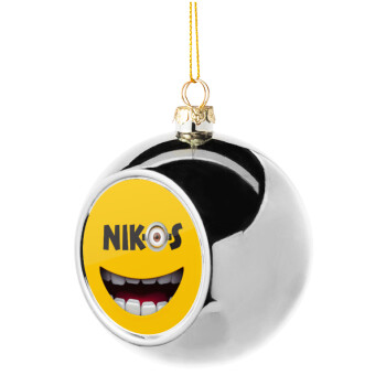 The minions, Silver 8cm Christmas tree ball ornament