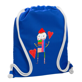 Ο Αλέξανδρος ζωγραφίζει την Αγάπη, Backpack pouch GYMBAG Blue, with pocket (40x48cm) & thick cords