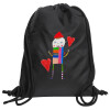 Backpack pouch GYMBAG Black, with pocket (40x48cm) & thick cords