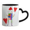 Mug heart black handle, ceramic, 330ml