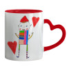 Mug heart red handle, ceramic, 330ml