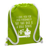 Backpack bag GYMBAG LIME GREEN, with pocket (40x48cm) & thick cords