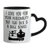 Mug heart black handle, ceramic, 330ml